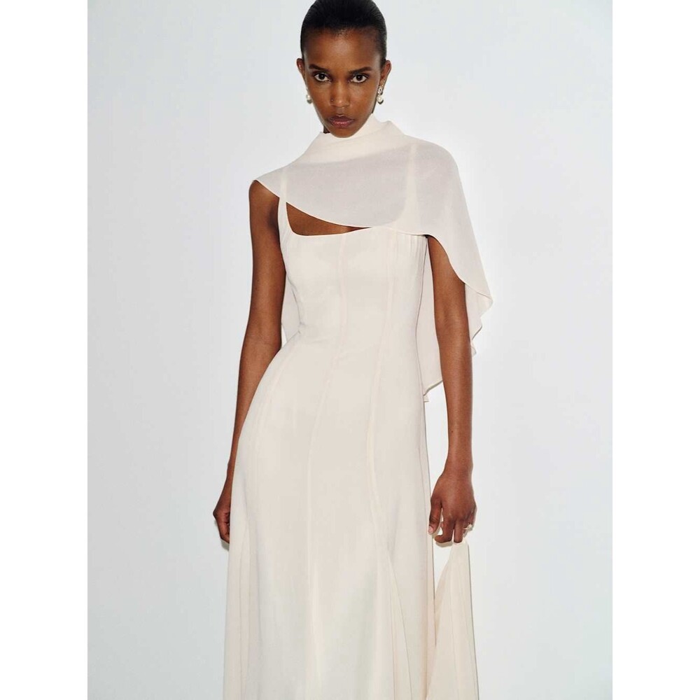New Reformation Sirinda fior di latte Dress Elegant Ivory bridal dress, max gown - Picture 3 of 16